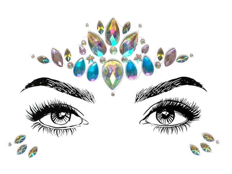 SHINEYES 6 Pcs Festival Party Face Jewels, Rhinestone Face Gems, Halloween Music Festival Birthday Rave Carnival Party Face Stickers - Image 3